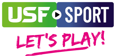 USF.SPORT logo with pay-off saying 'Let's play!'