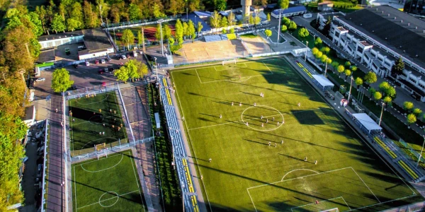 air view of a football field